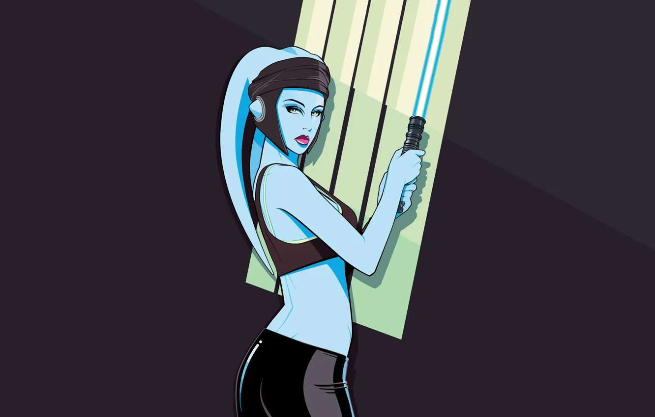Photo wallpaper figure, minimalism, sword, Star Wars, art, Jedi, lightsaber, Aayla Secura