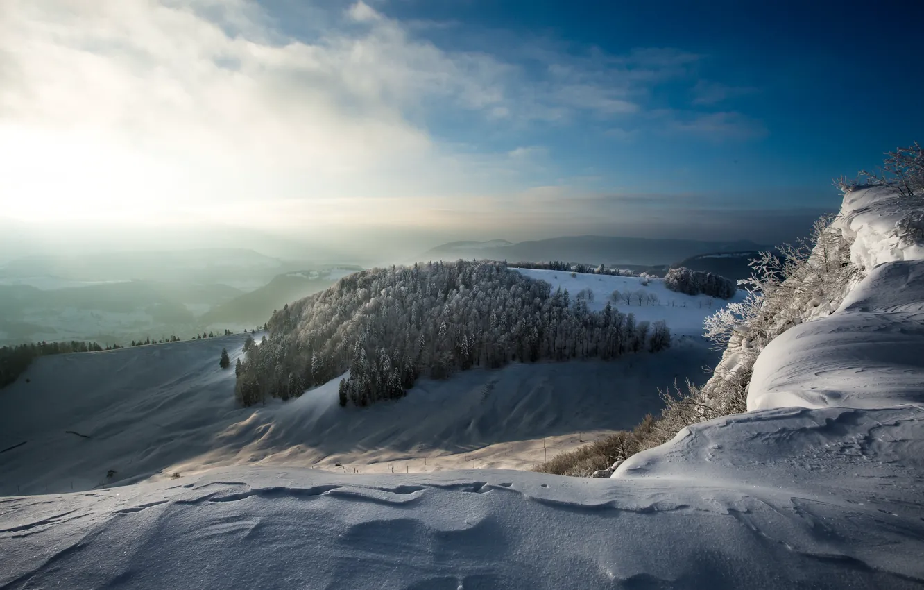 Photo wallpaper cold, winter, morning