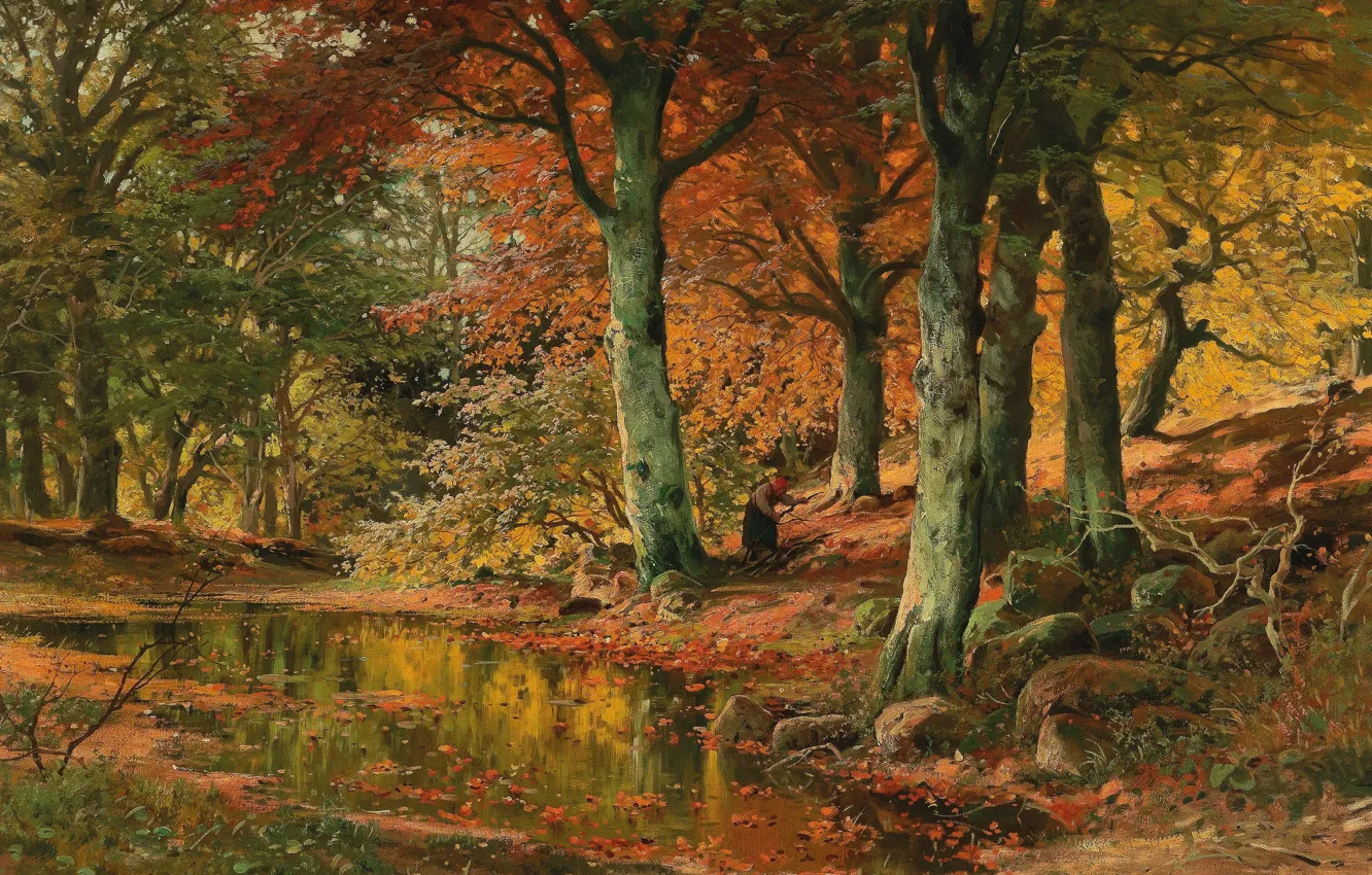 Photo wallpaper Alois Arnegger, Austrian painter, Austrian painter, oil on canvas, Alois Arnegger, Woodland Landscape in Autumn, …