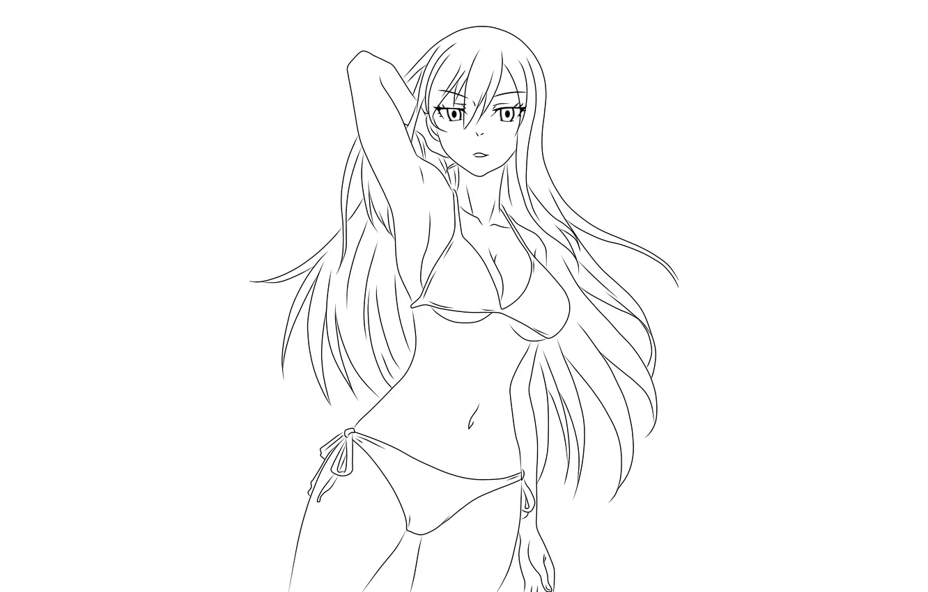 Photo wallpaper girl, sexy, cleavage, long hair, boobs, anime, beautiful, pretty