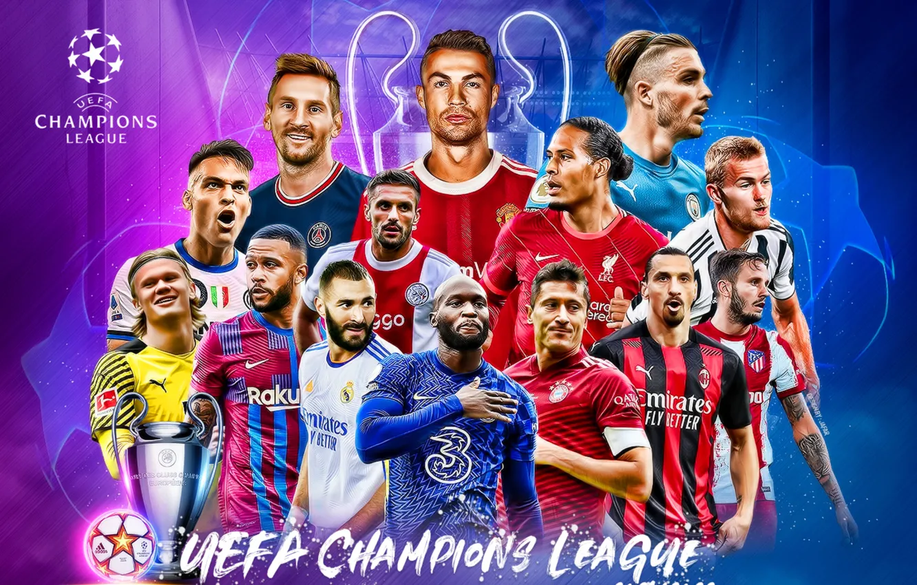 Photo wallpaper Lionel Messi, Champions League, Karim Benzema, Zlatan Ibrahimovic, Robert Lewandowski, Christiano Ronaldo, Koke, Romelu Lukaku