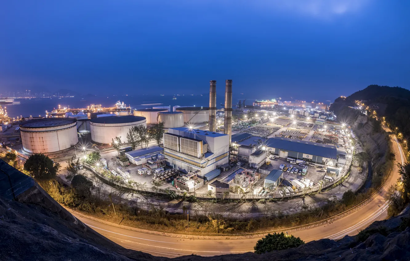 Photo wallpaper night, the city, Hong Kong