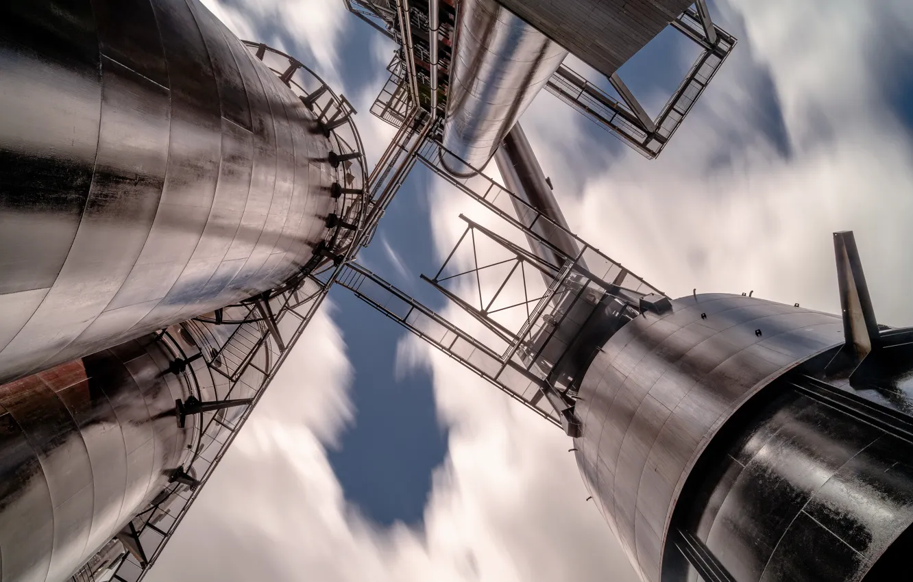 Photo wallpaper the sky, pipe, plant