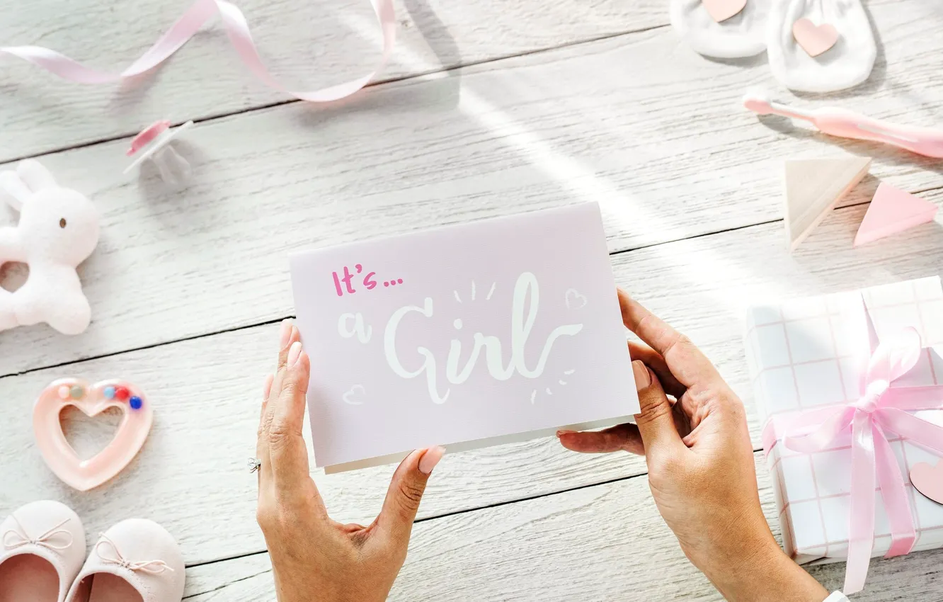 Photo wallpaper gift, the inscription, bow, postcard