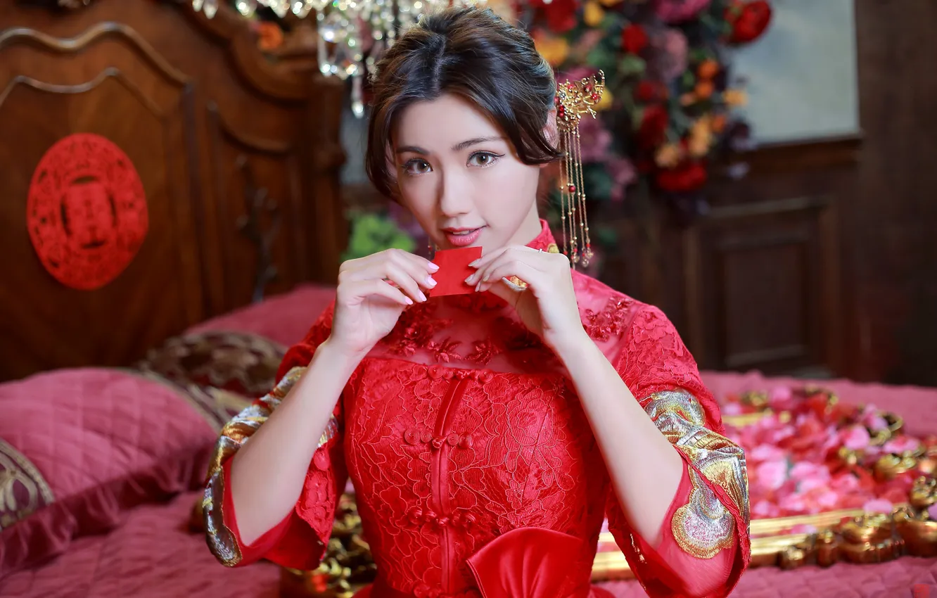 Photo wallpaper look, dress, Asian