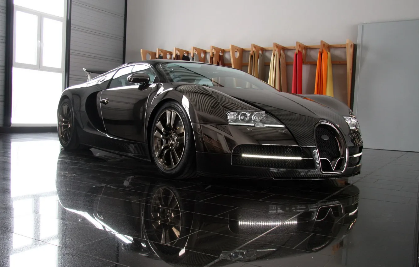 Photo wallpaper black, tuning, veyron, bugatti, luxury cars
