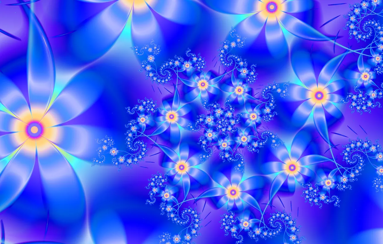 Photo wallpaper flowers, blue, petals