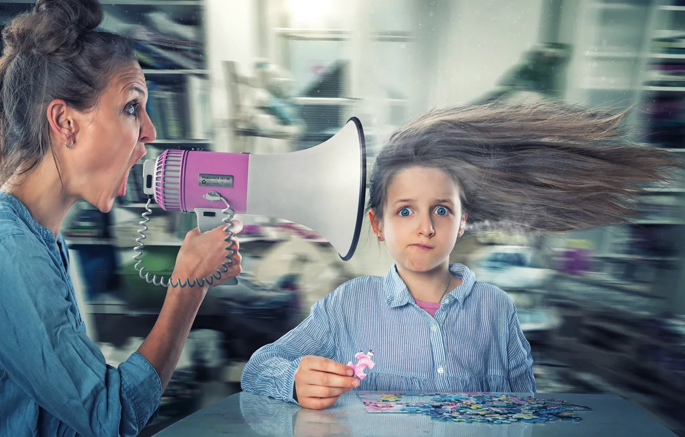 Photo wallpaper puzzles, Creek, shock, mouthpiece, education, mother and daughter, John Wilhelm
