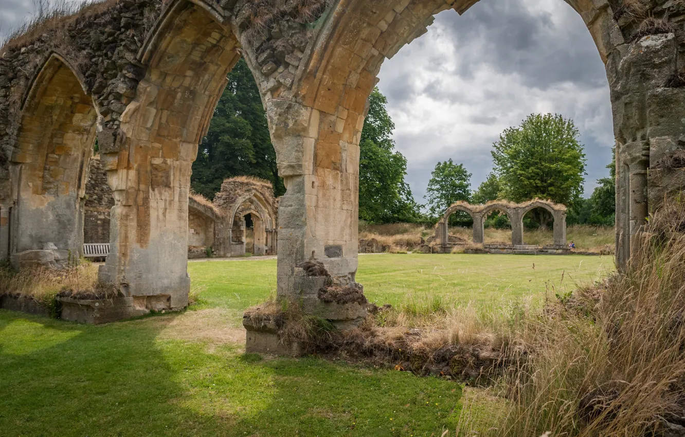 Photo wallpaper arch, ruins, Wales, Abbey, Hailes Abbey