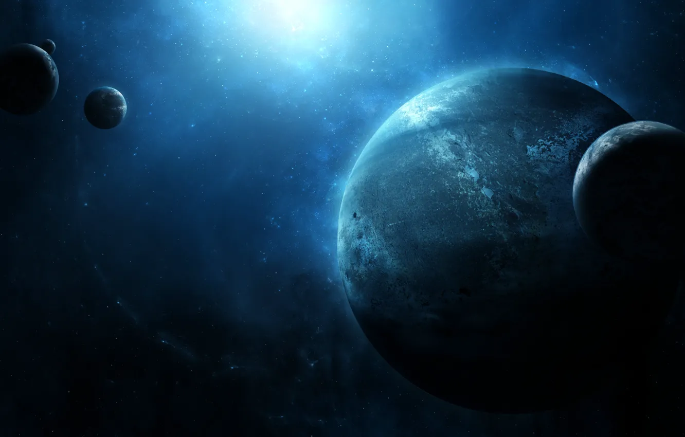 Photo wallpaper huge, mysterious, many planets