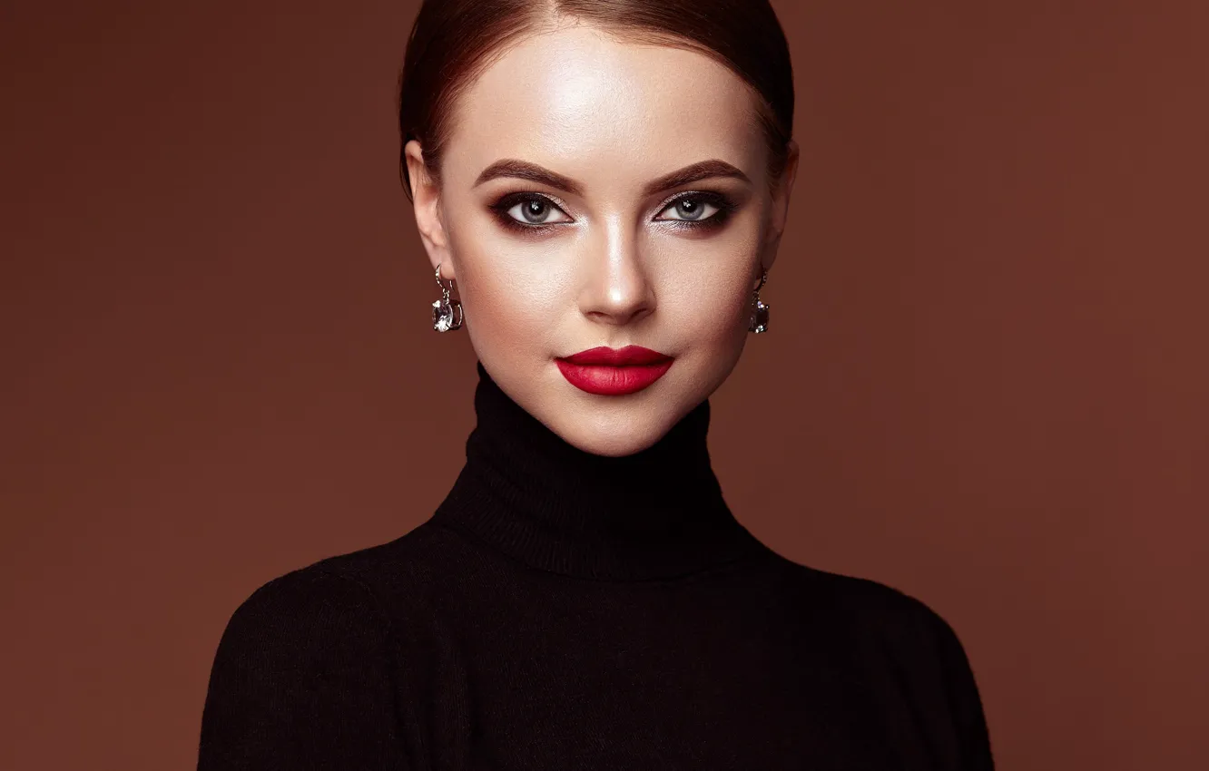 Photo wallpaper eyes, look, girl, face, portrait, earrings, makeup, beauty