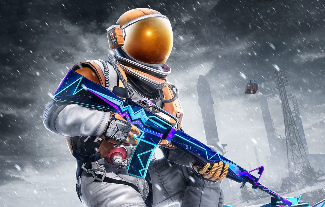 Photo wallpaper winter, snow, weapons, the suit, PlayerUnknown's Battlegrounds