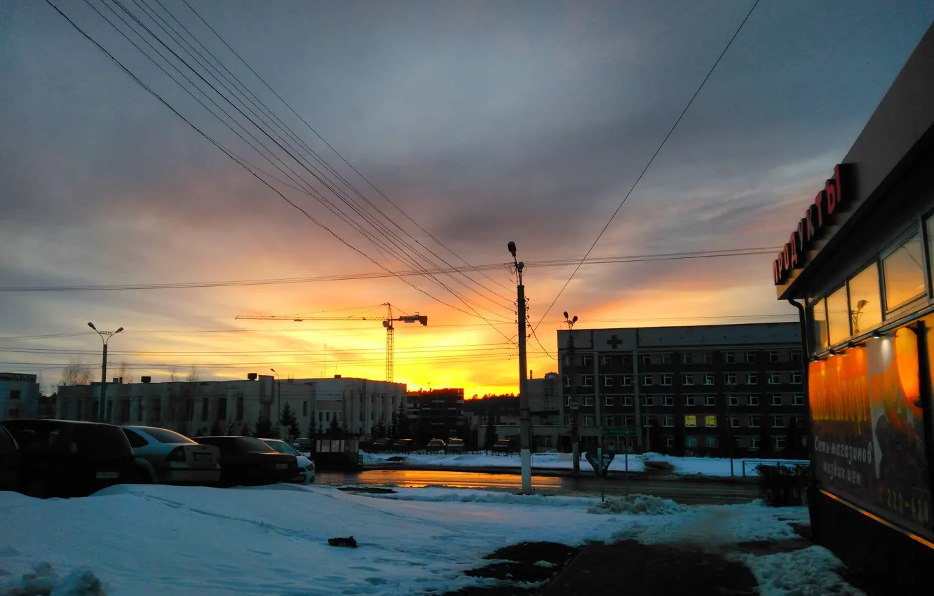 Photo wallpaper the sky, sunset, Cheboksary