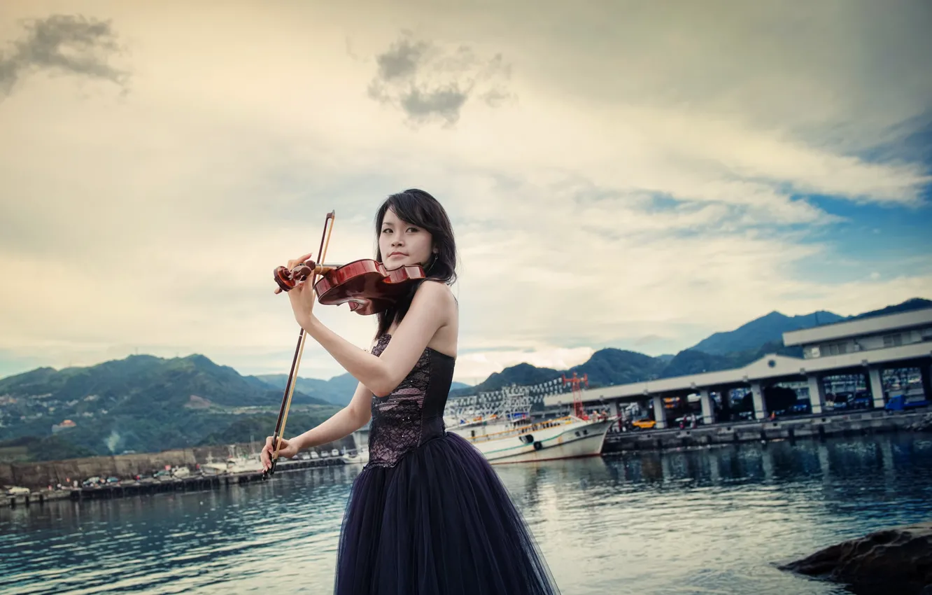 Photo wallpaper girl, music, violin
