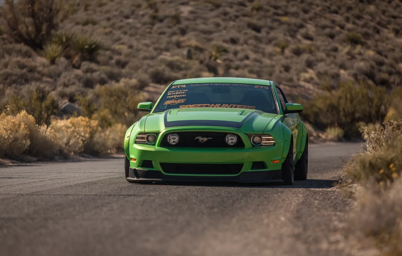 Photo wallpaper Mustang, Ford, Green, Ford, Muscle, Mustang, Muscle, Car