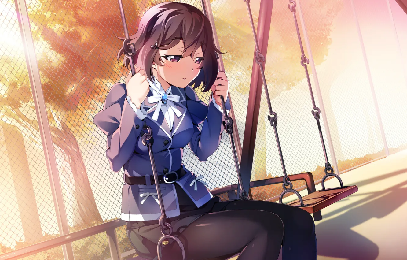 Photo wallpaper sadness, girl, swing, Grisaia: Phantom Trigger