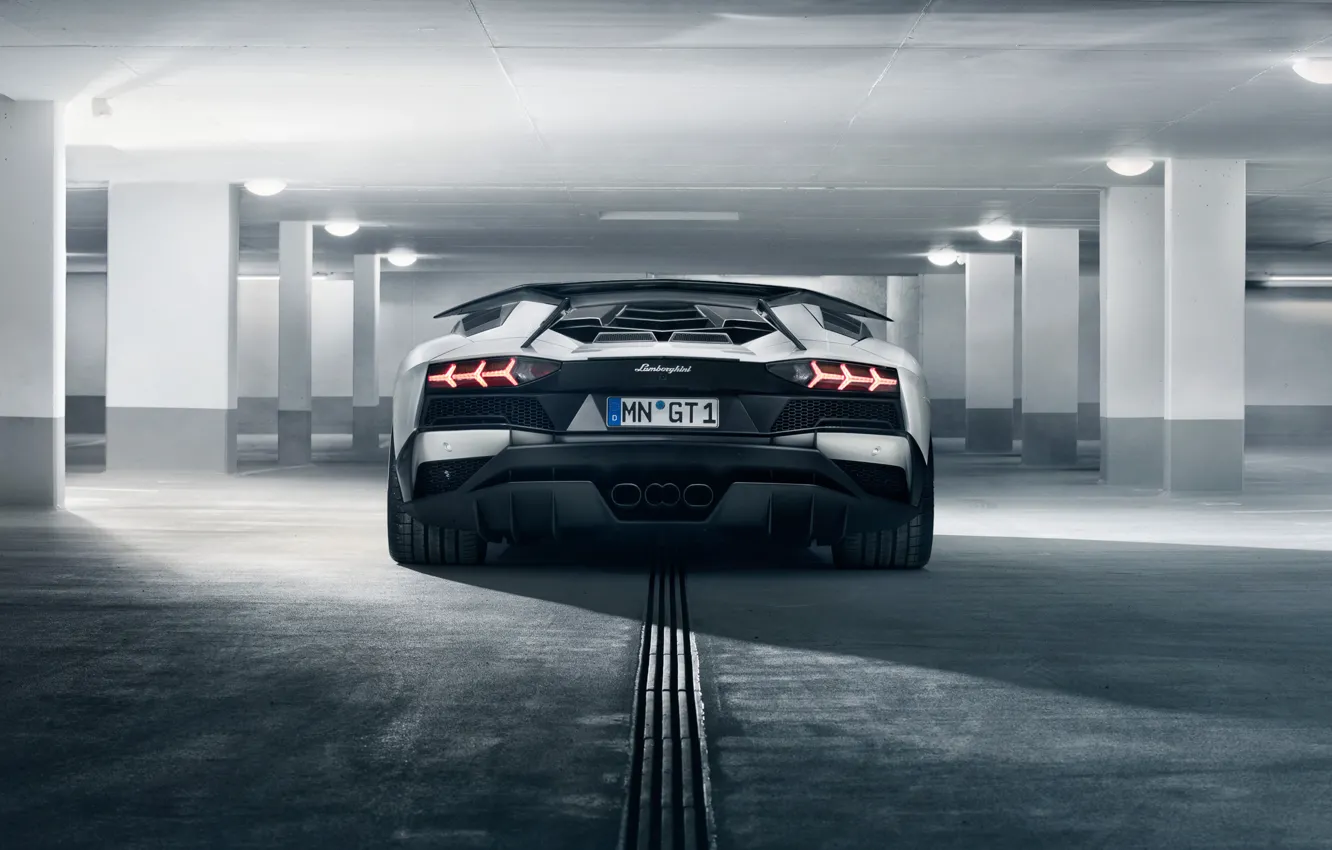 Photo wallpaper lights, Lamborghini, supercar, rear view, 2018, Novitec Torado, Aventador S