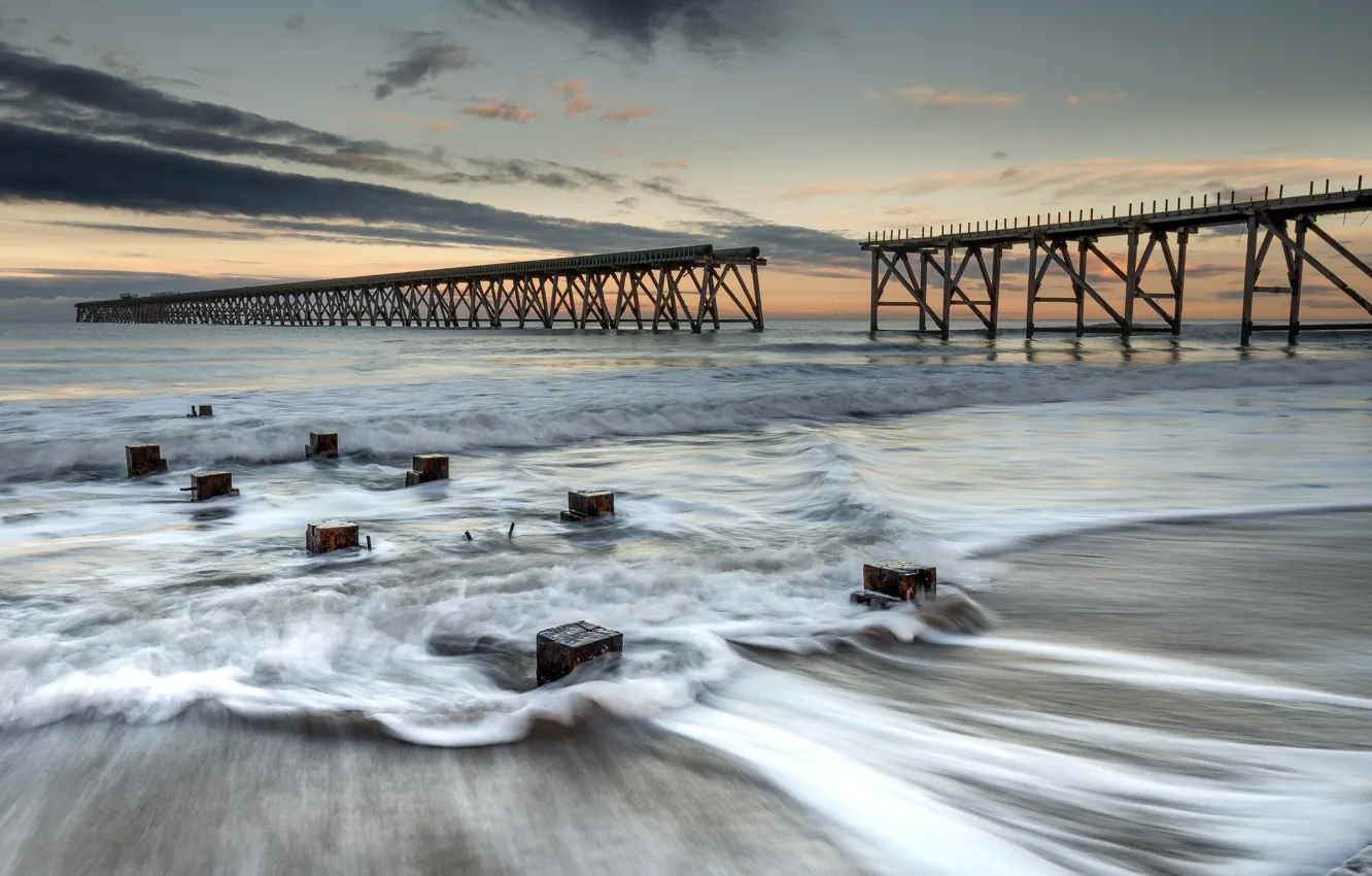 Photo wallpaper sea, bridge, shore