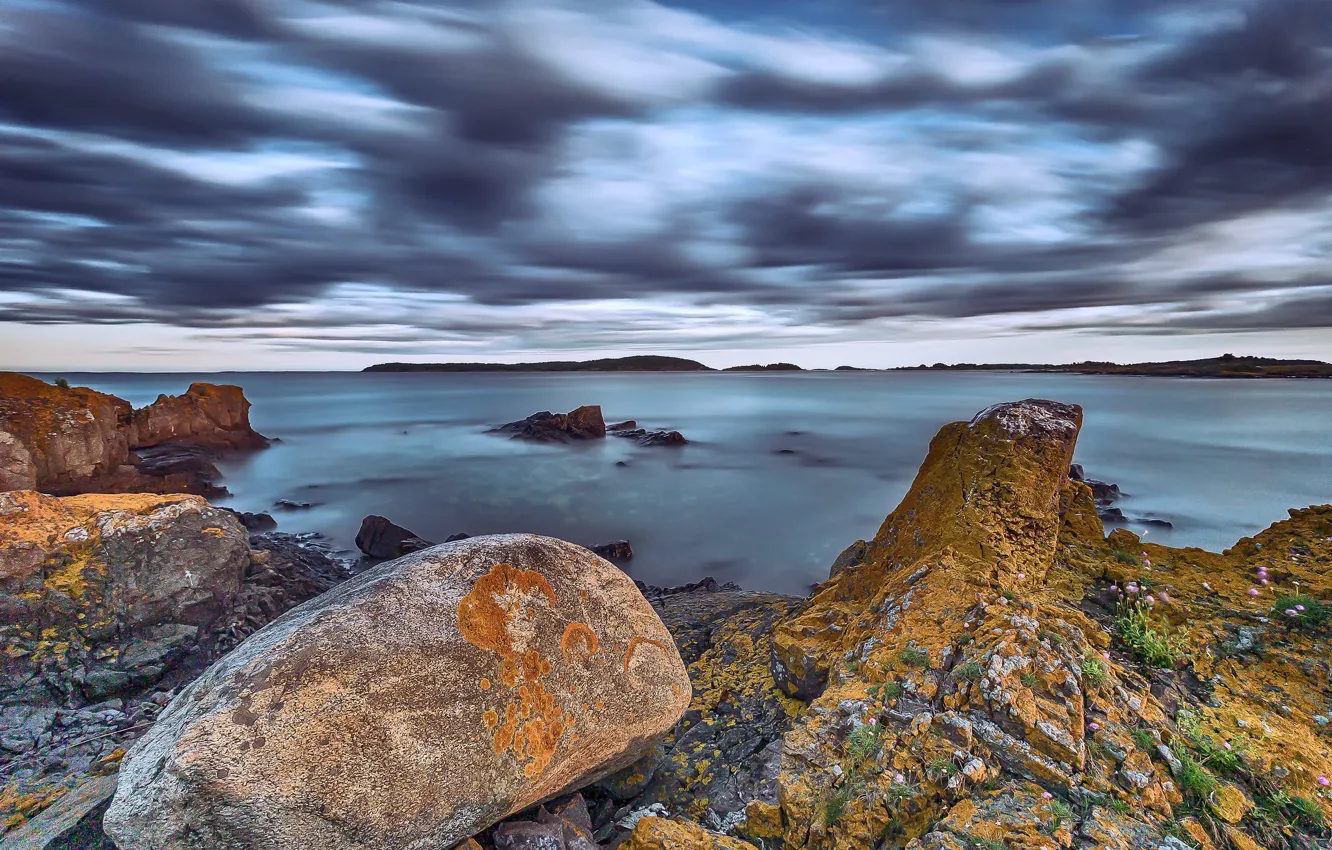Photo wallpaper stones, rocks, coast, Norway, Vestfold
