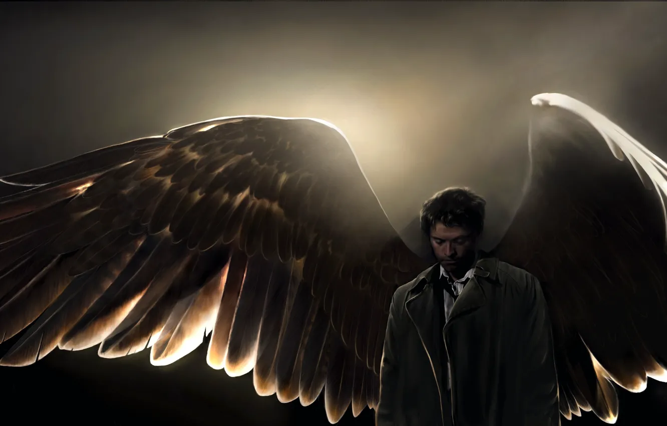 Photo wallpaper Supernatural, art, angel, Castiel, amanda tolleson