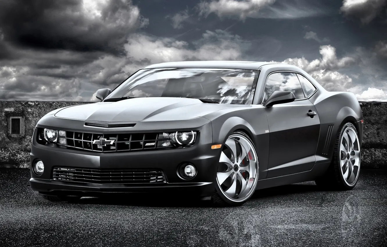 Photo wallpaper the sky, asphalt, clouds, lights, wheel, Chevrolet, supercar, Chevrolet