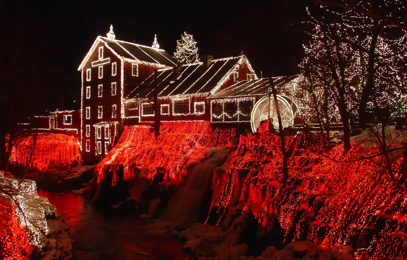 Photo wallpaper winter, snow, home, year, new