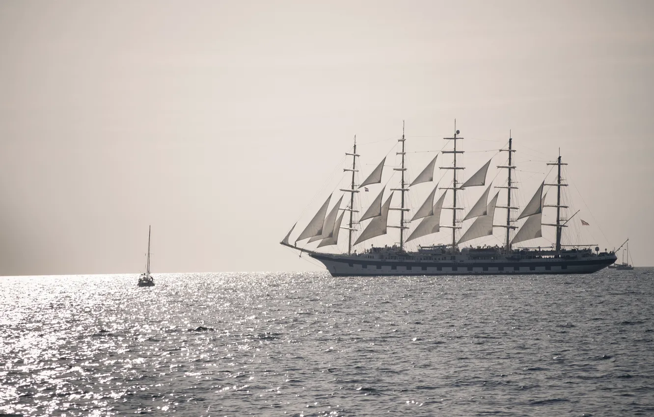 Photo wallpaper sea, ship, sailboat