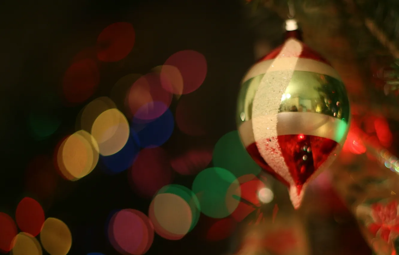 Photo wallpaper glass, mood, holiday, toy, tree, lights, year, new