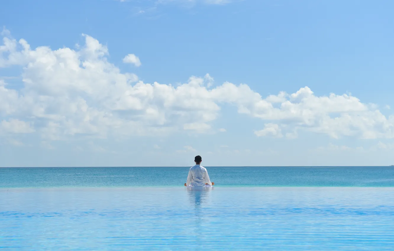 Photo wallpaper sea, the sky, yoga, the Maldives