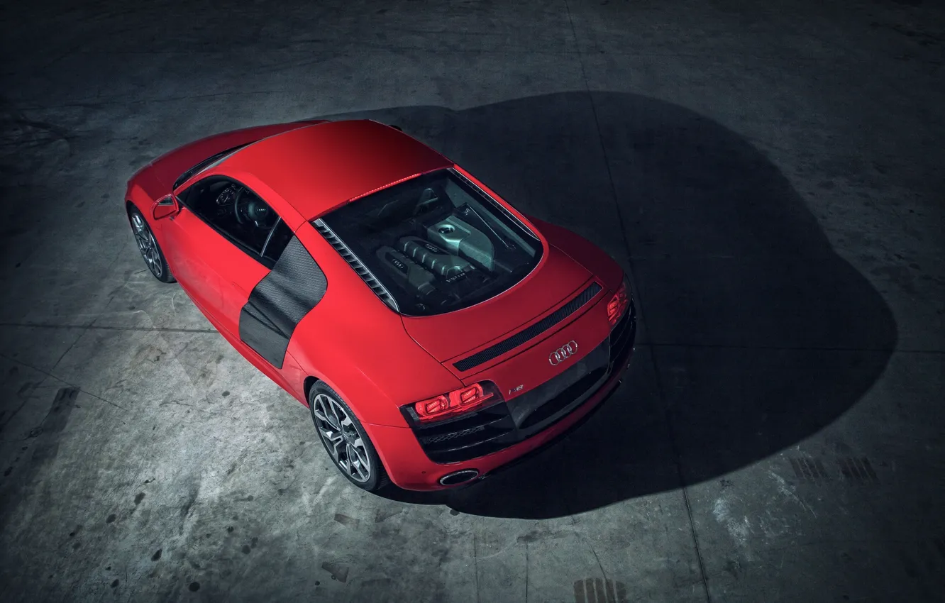 Photo wallpaper Audi, red, rear, V10