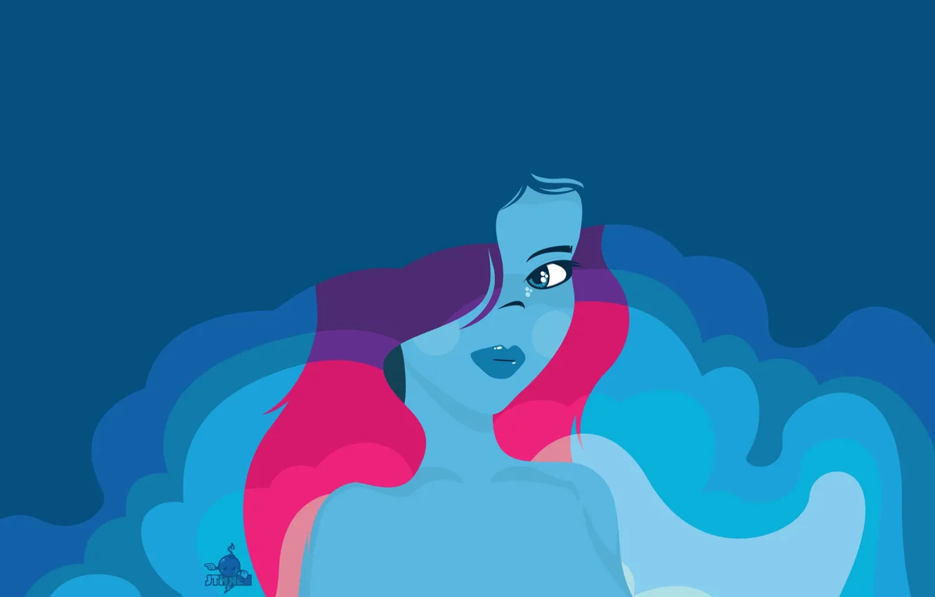 Photo wallpaper girl, blue, vector