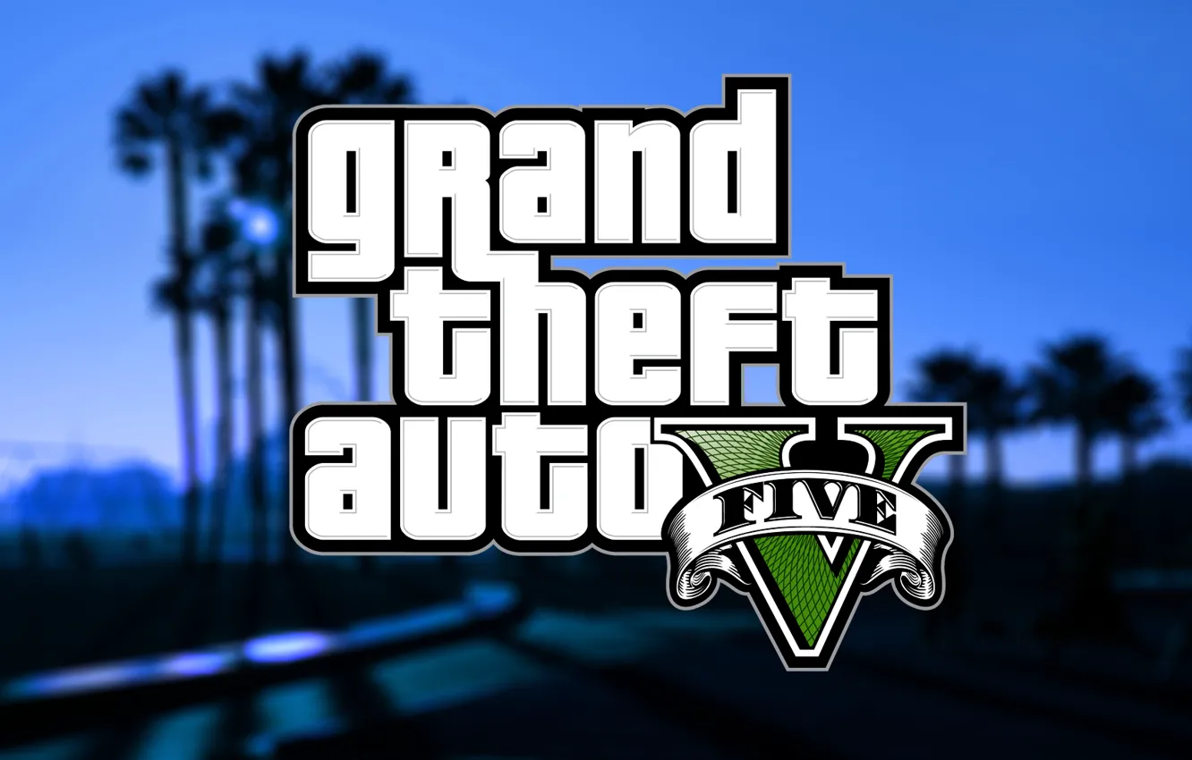 Photo wallpaper logo, game, beach, gta, rockstar, gta 5, gta v