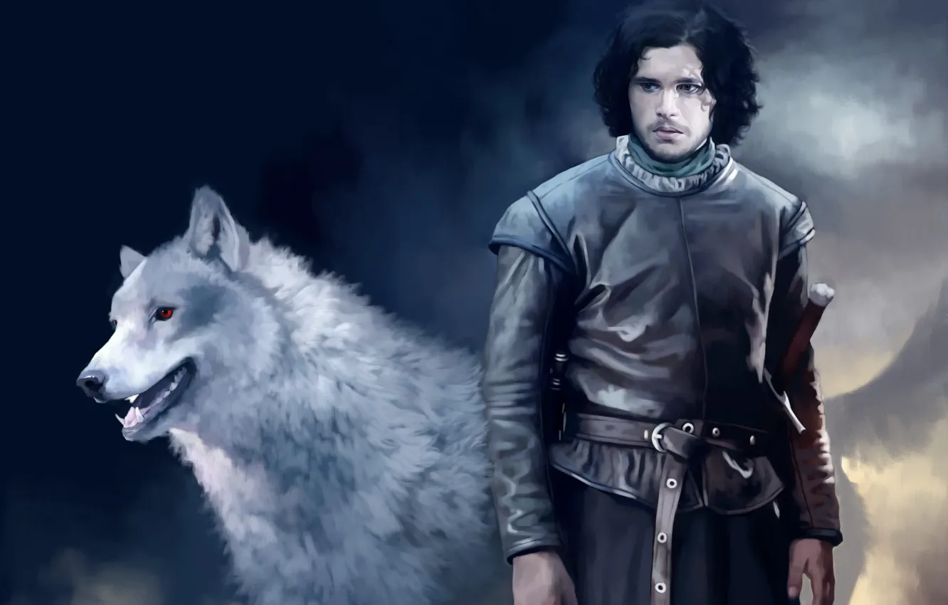 Photo wallpaper wolf, guy, Game of thrones