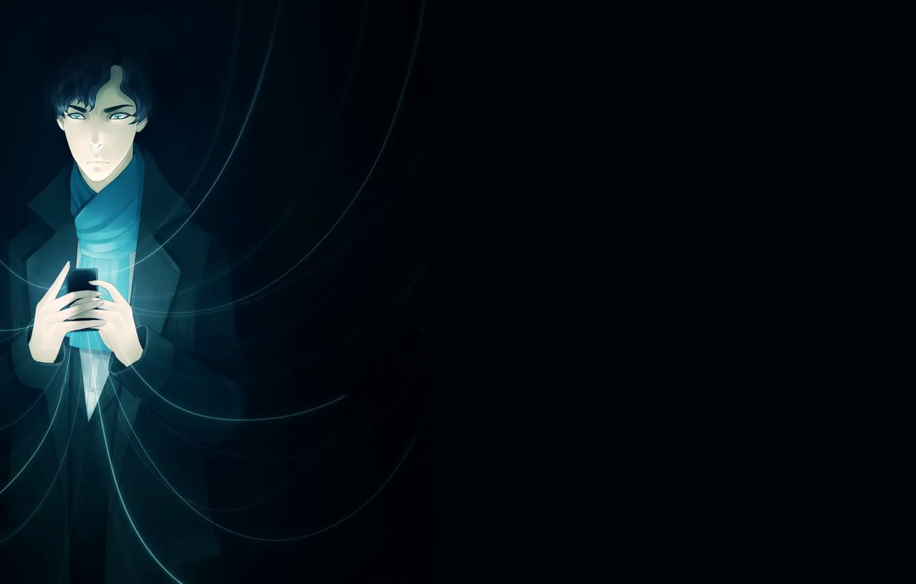 Photo wallpaper black background, minimalism, art, Sherlock Holmes, Sherlock BBC, smartphone