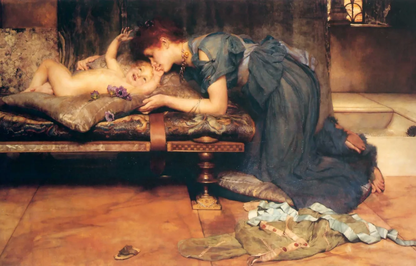 Photo wallpaper love, joy, children, tenderness, the game, child, mother, Lawrence