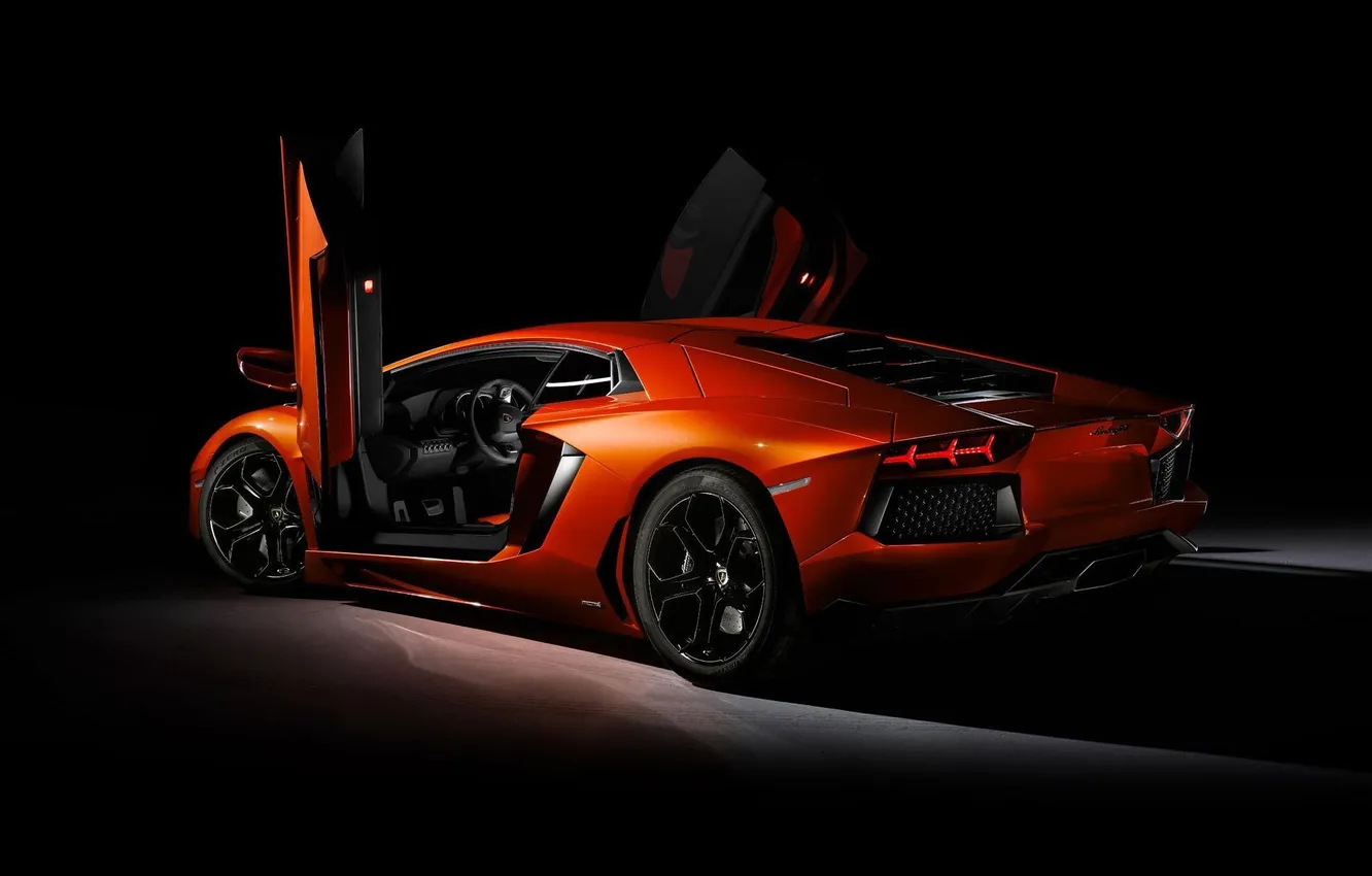 Photo wallpaper machine, auto, orange, background, sport, dark, the door, drives