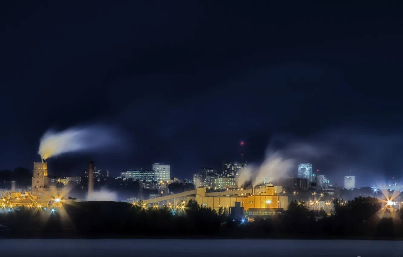 Photo wallpaper the city, long exposure, Skyline Quebec