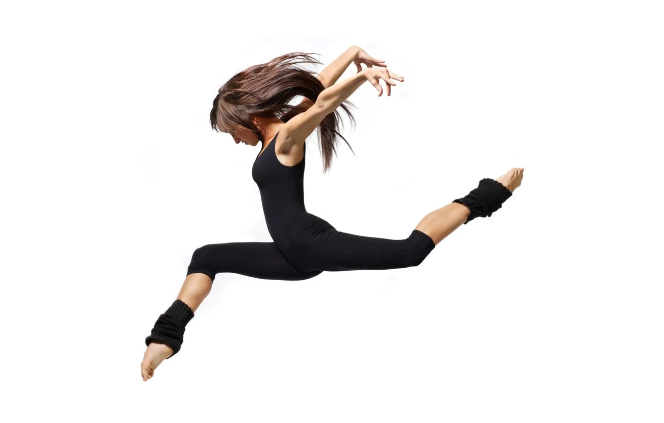Photo wallpaper jump, hair, minimalism, Ballerina, Poise