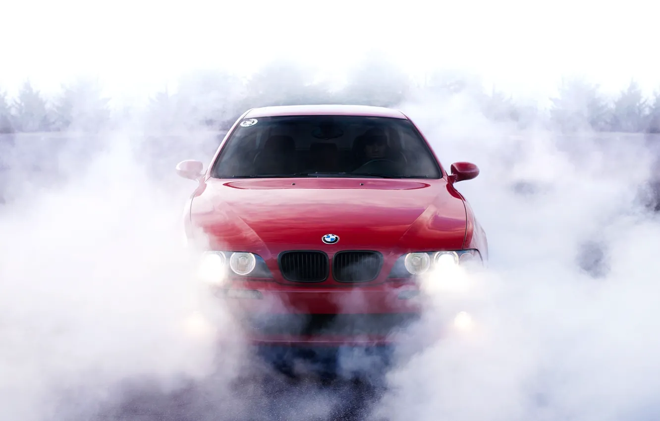 Photo wallpaper car, red, Wallpaper, Wallpaper, smoke, bmw, BMW, car
