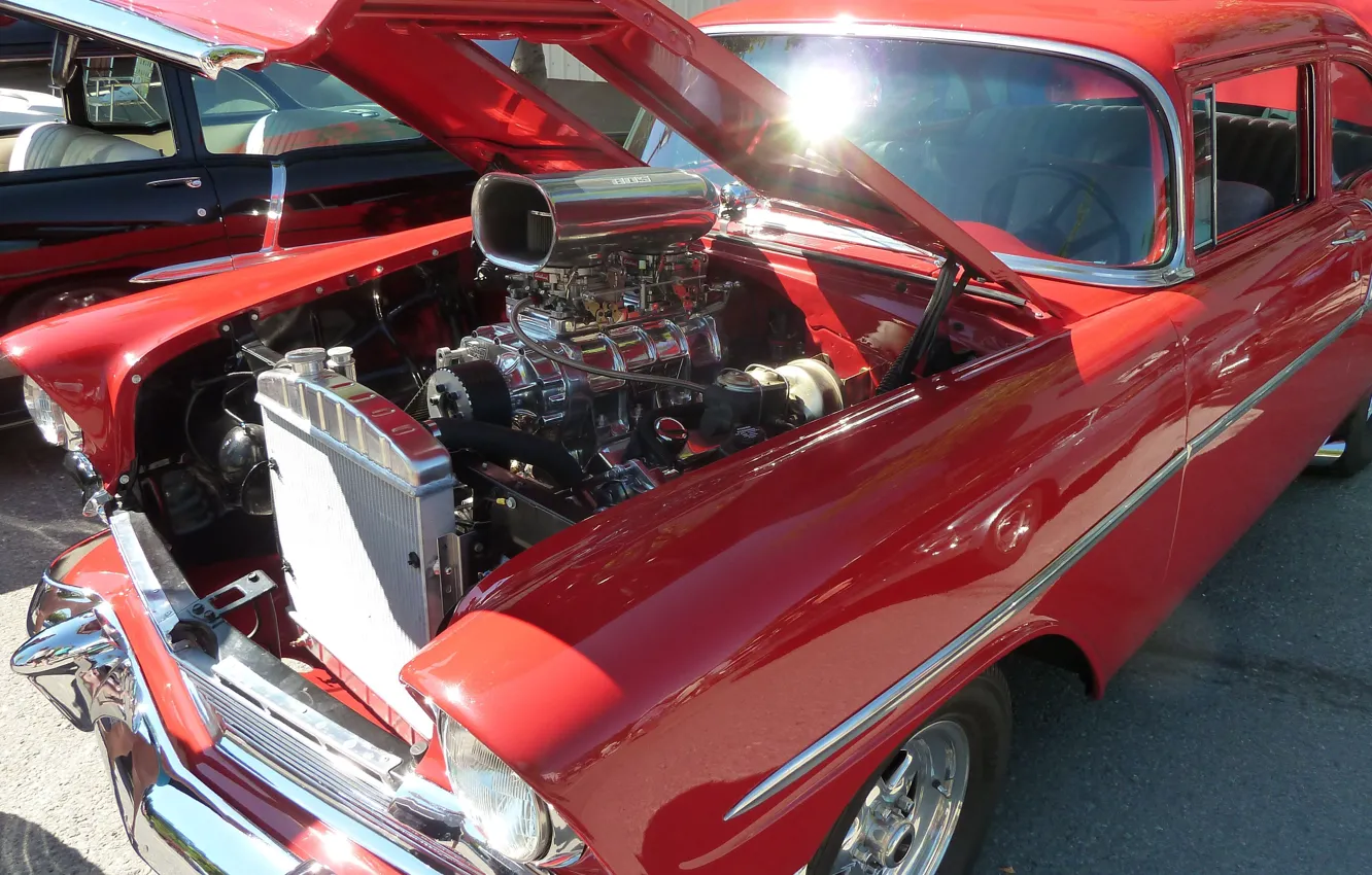 Photo wallpaper Chevrolet, engine, supercharger, super charger, horsepower