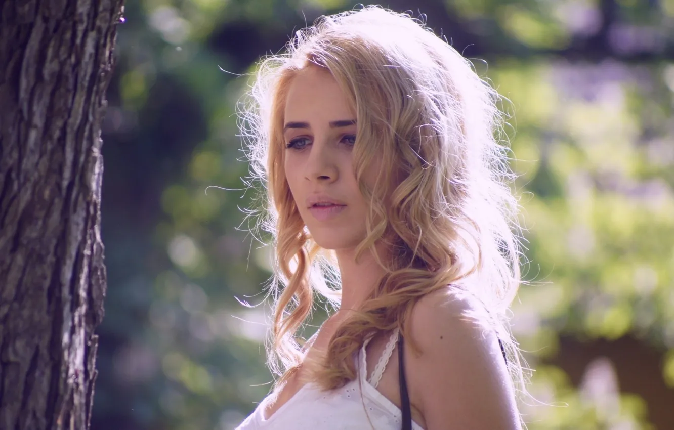 Photo wallpaper girl, light, nature, face, blonde