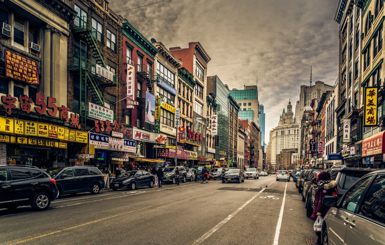 Photo wallpaper the city, movement, street, building, home, car