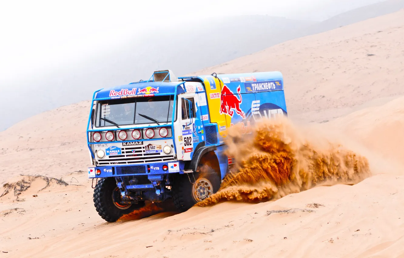 Photo wallpaper Sand, Blue, Sport, Race, Master, Russia, Dakar, Rally
