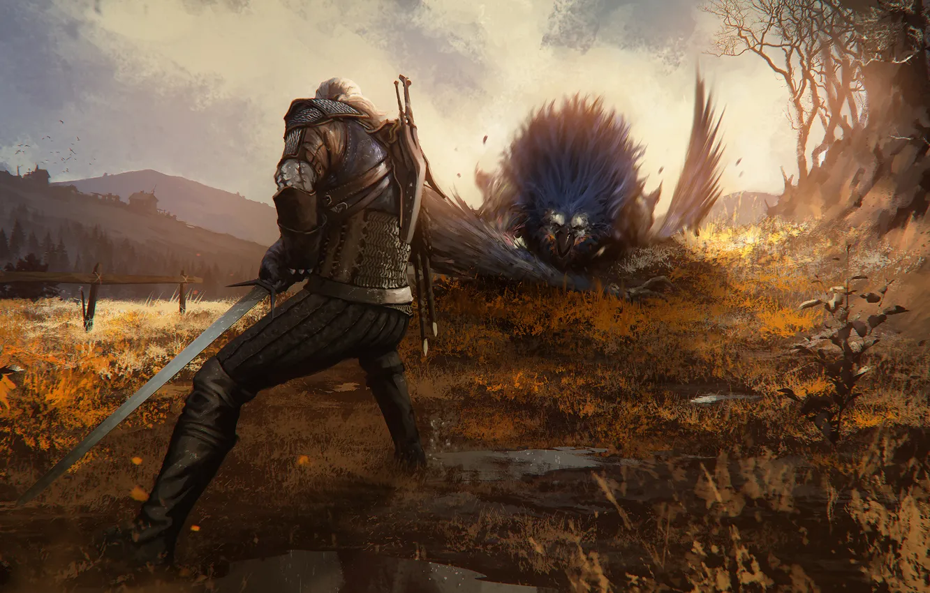 Photo wallpaper The Wild Hunt, Griffin, The Witcher, rpg, Geralt, CD Projekt RED, The Witcher 3, Wild …
