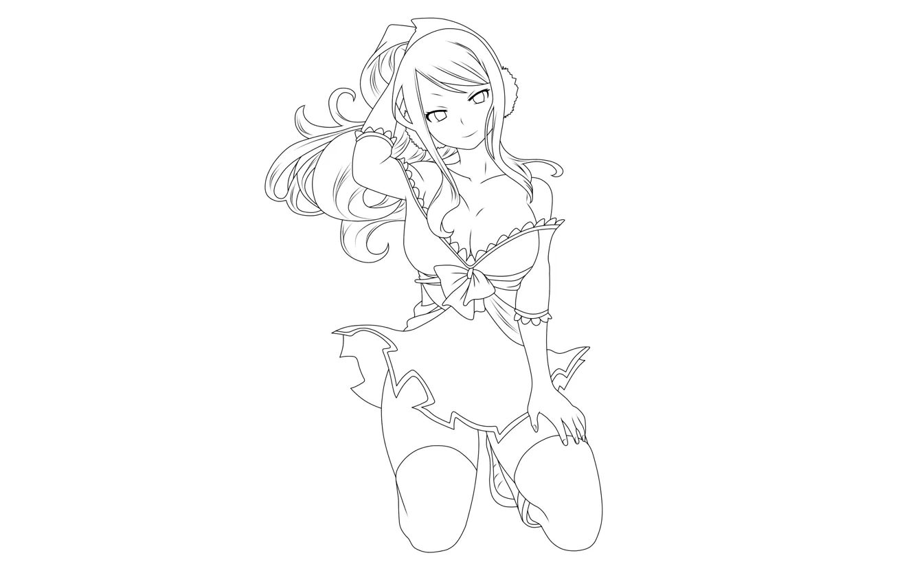 Photo wallpaper girl, sexy, cleavage, thighhighs, long hair, dress, legs, boobs