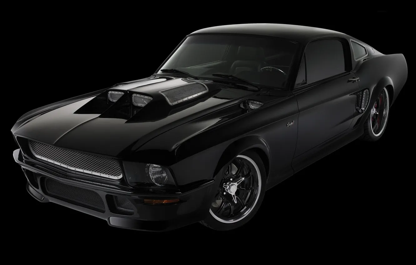 Photo wallpaper auto, black, Mustang