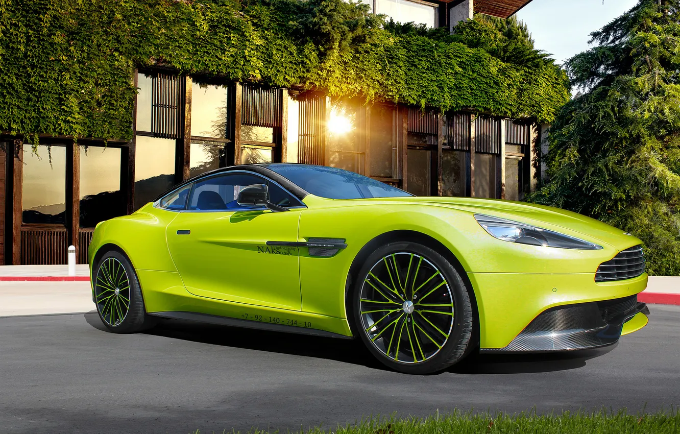 Photo wallpaper green, Aston Martin, Supercar, Vanquish