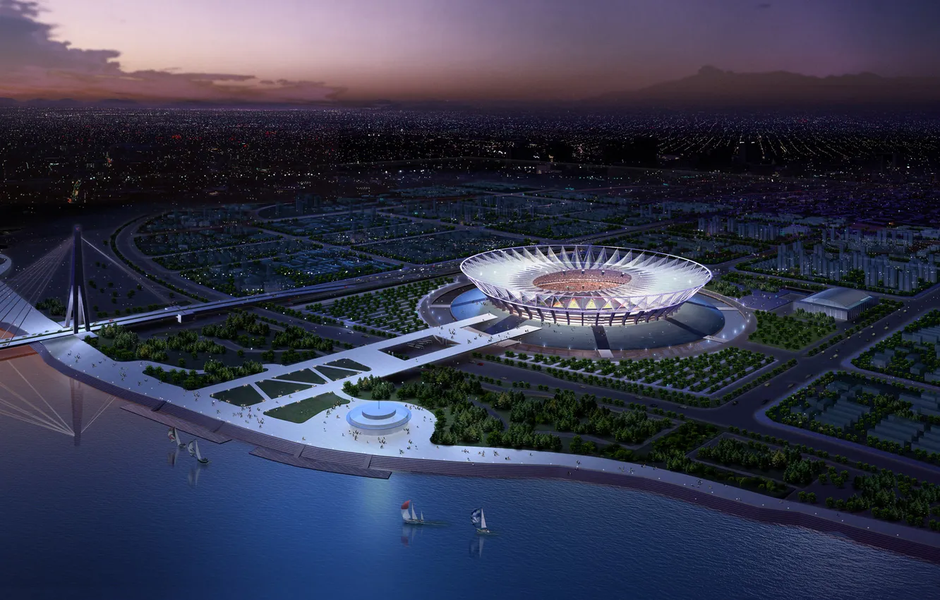 Photo wallpaper the city, landscape