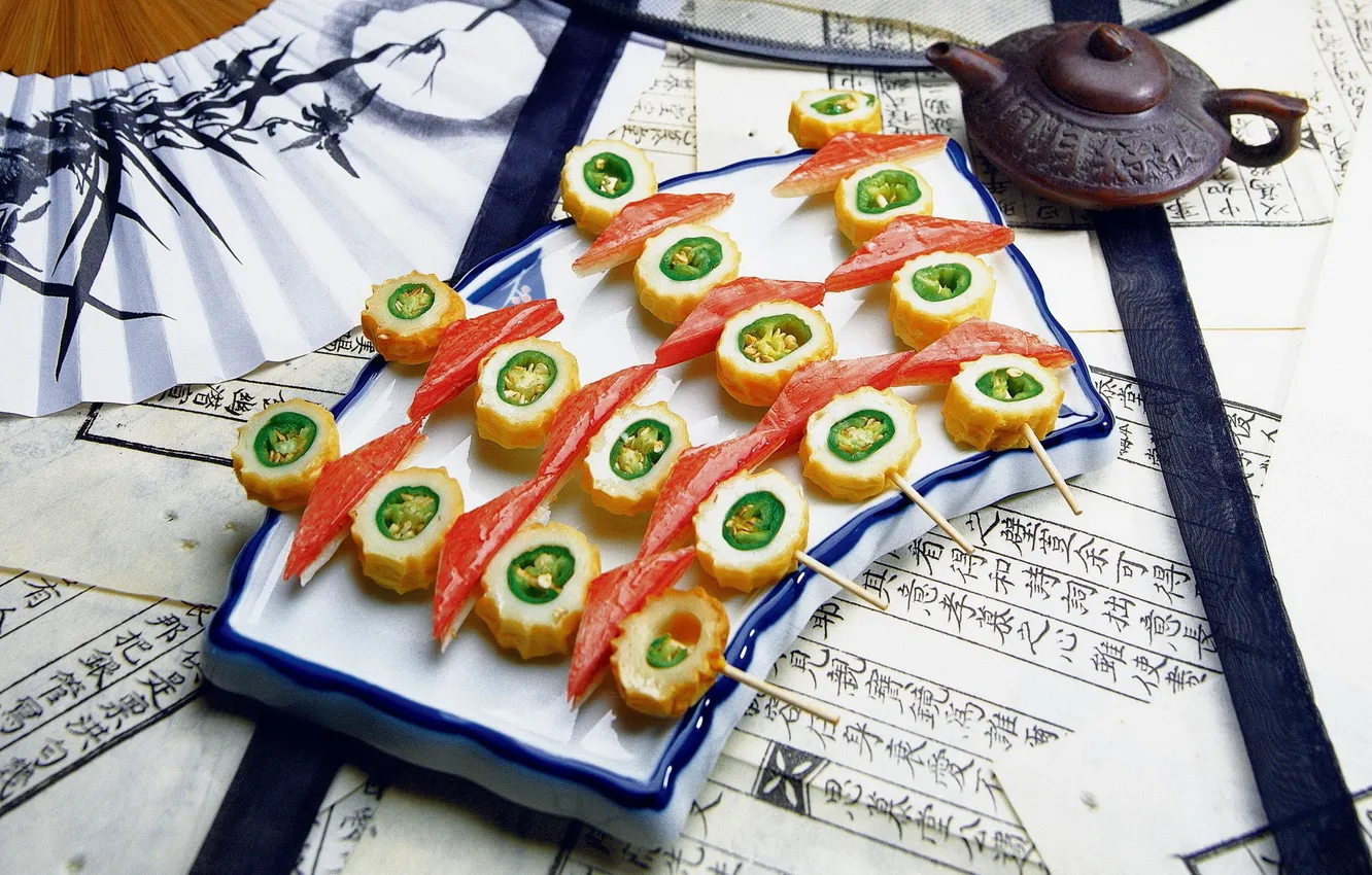 Photo wallpaper food, sushi, rolls