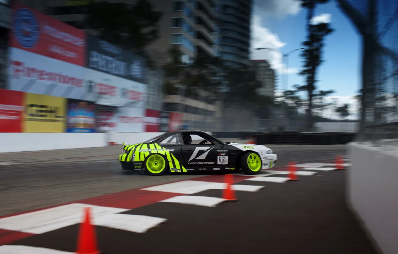 Photo wallpaper auto, Skid, drift, drift, in the city